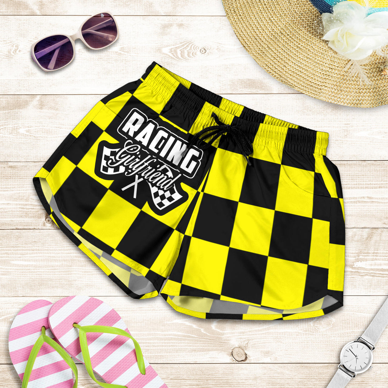 Racing Girlfriend Checkered Shorts