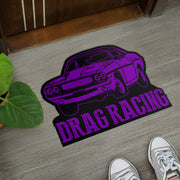 Custom shaped drag racing door mat