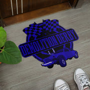 Custom shaped demolition derby door mat