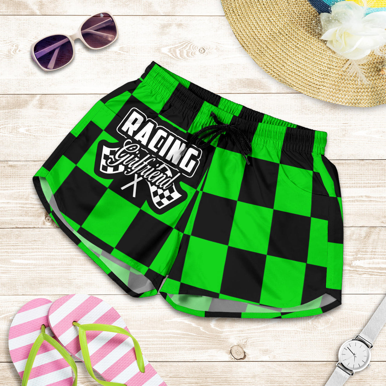 Racing Girlfriend Checkered Shorts
