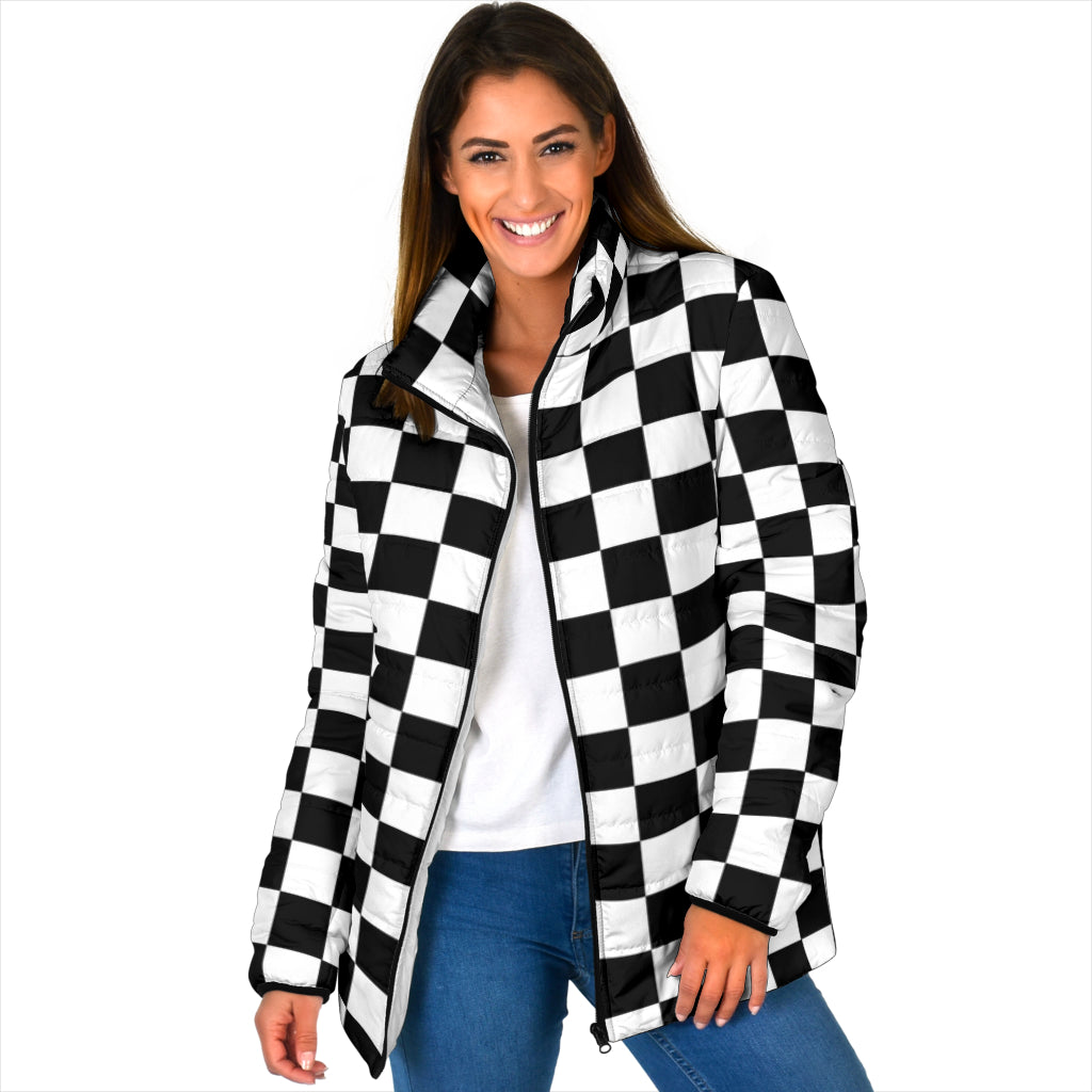 Racing checkered flag padded jackets