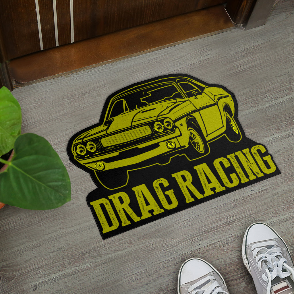 Custom shaped drag racing door mat