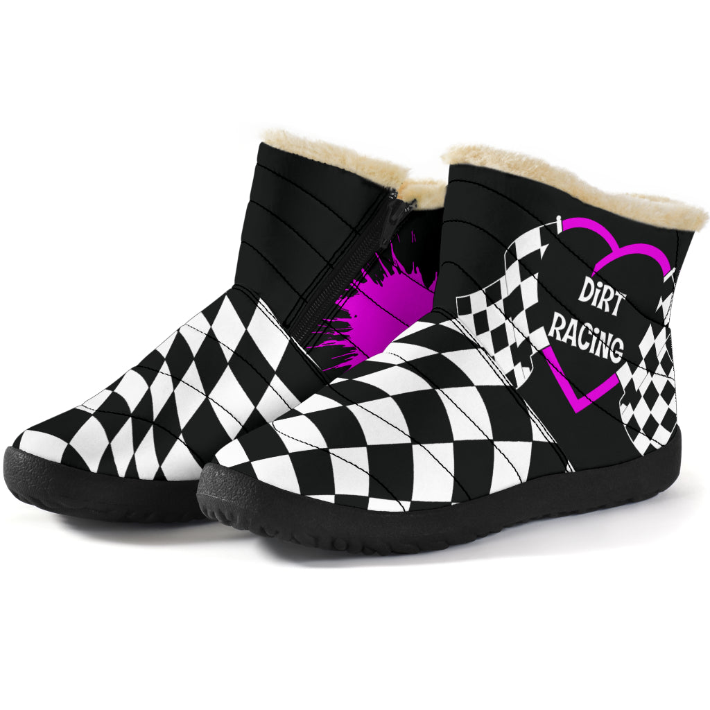 Dirt Racing Heart Cozy Winter Boots