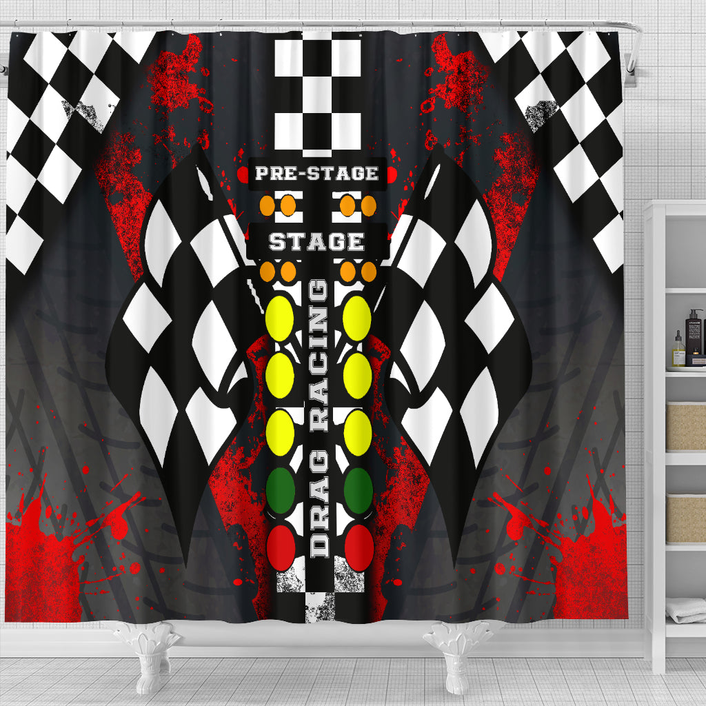 Drag Racing Shower Curtain Red