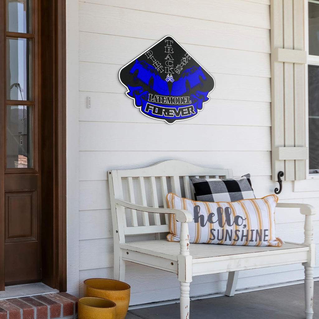 Dirt Racing Forever Late Model Metal Sign Blue