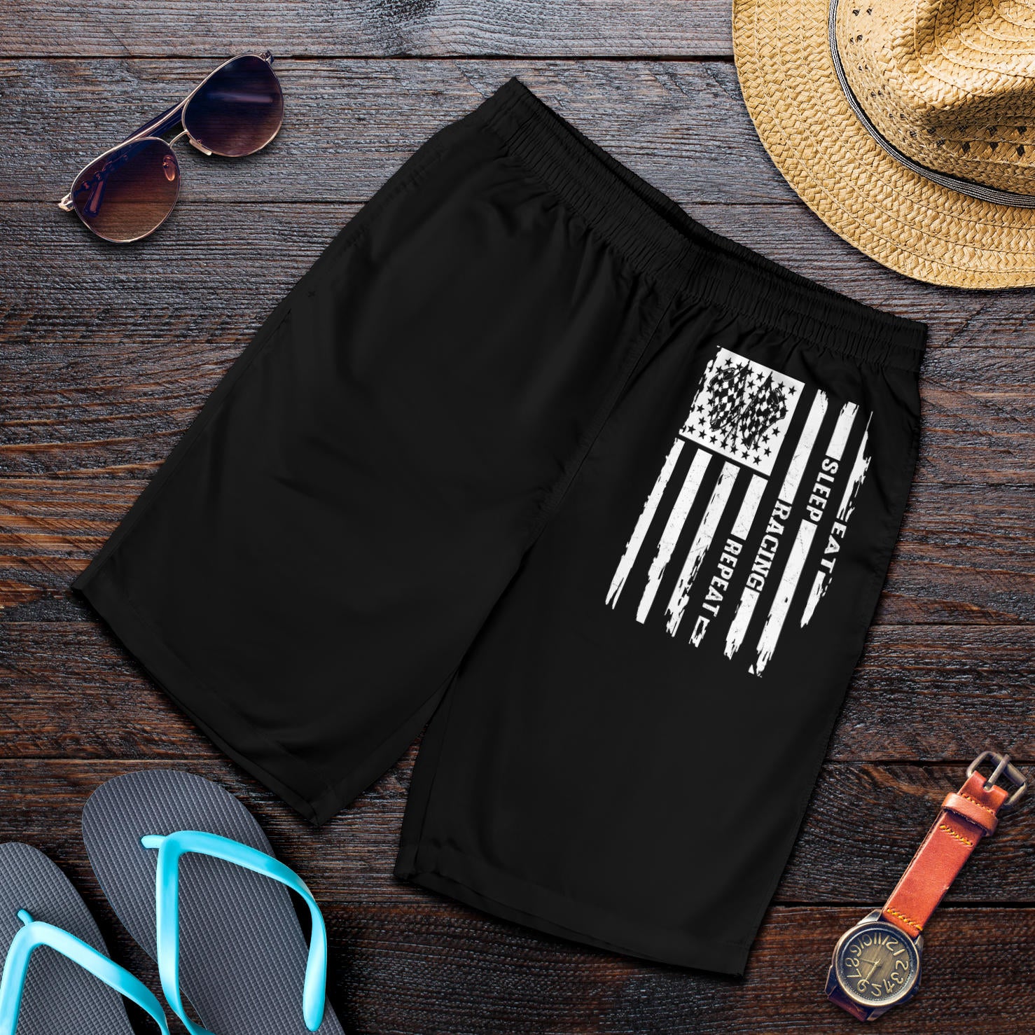 Eat Sleep Racing Repeat Men's Shorts