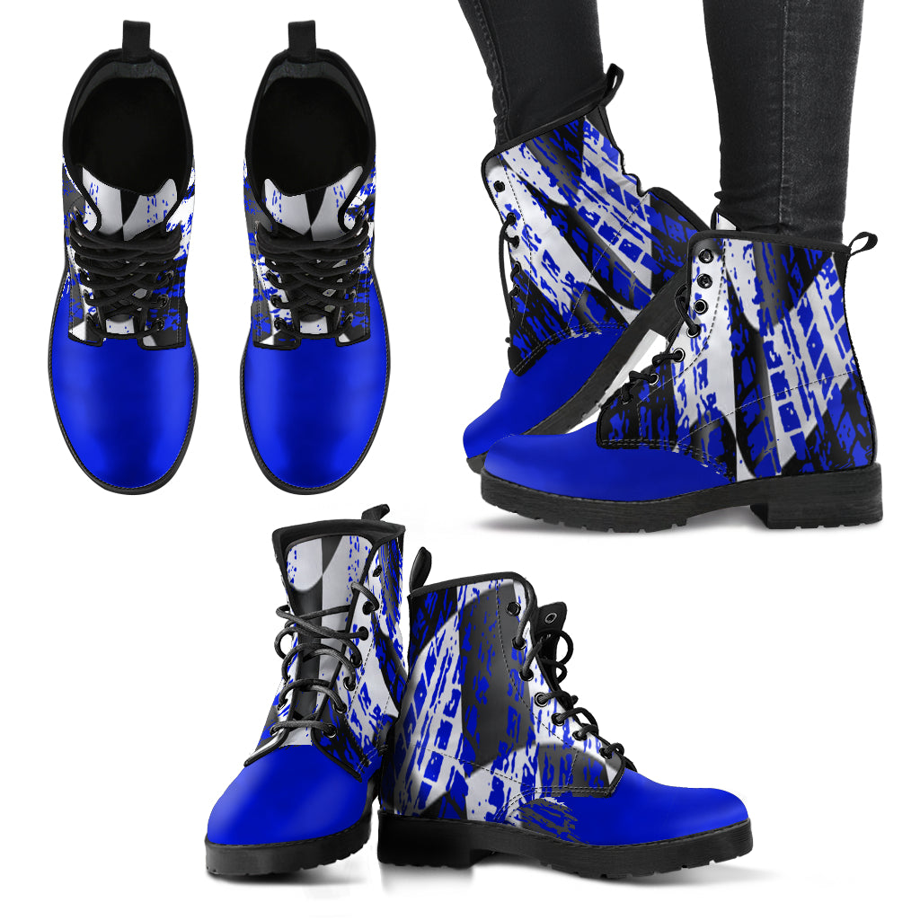Racing Checkered Boots Blue