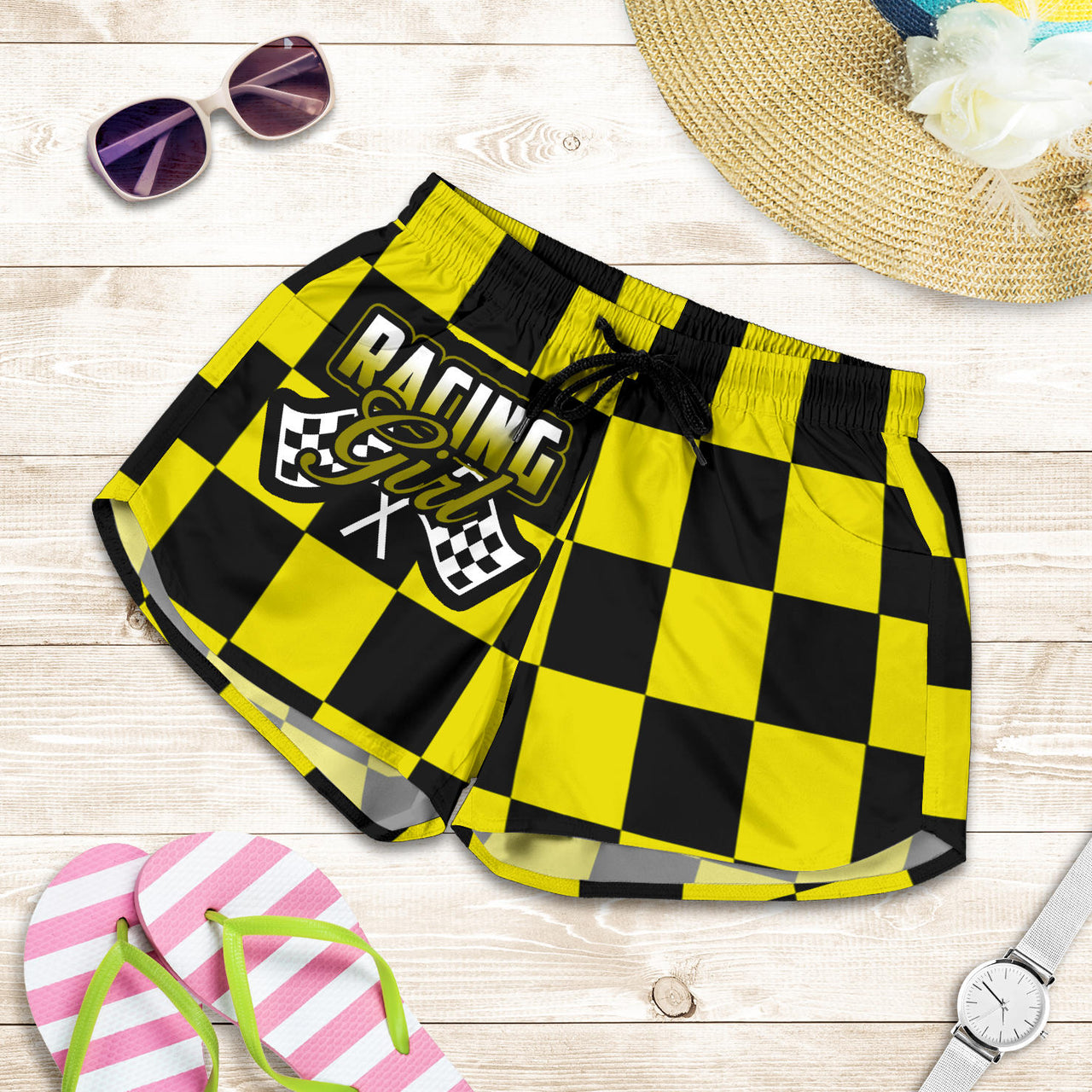 Racing Girl Checkered Shorts