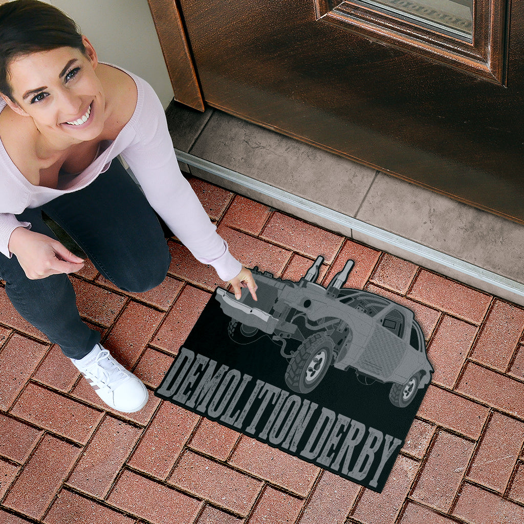 Custom shaped demolition derby door mat