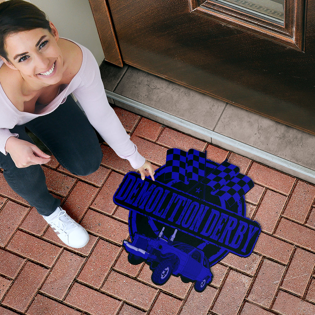 Custom shaped demolition derby door mat