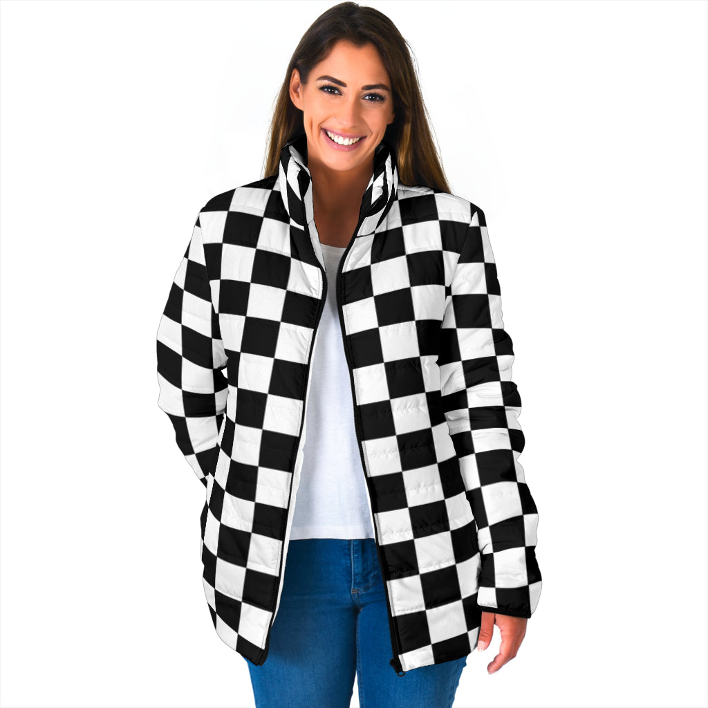 Racing checkered flag padded jackets