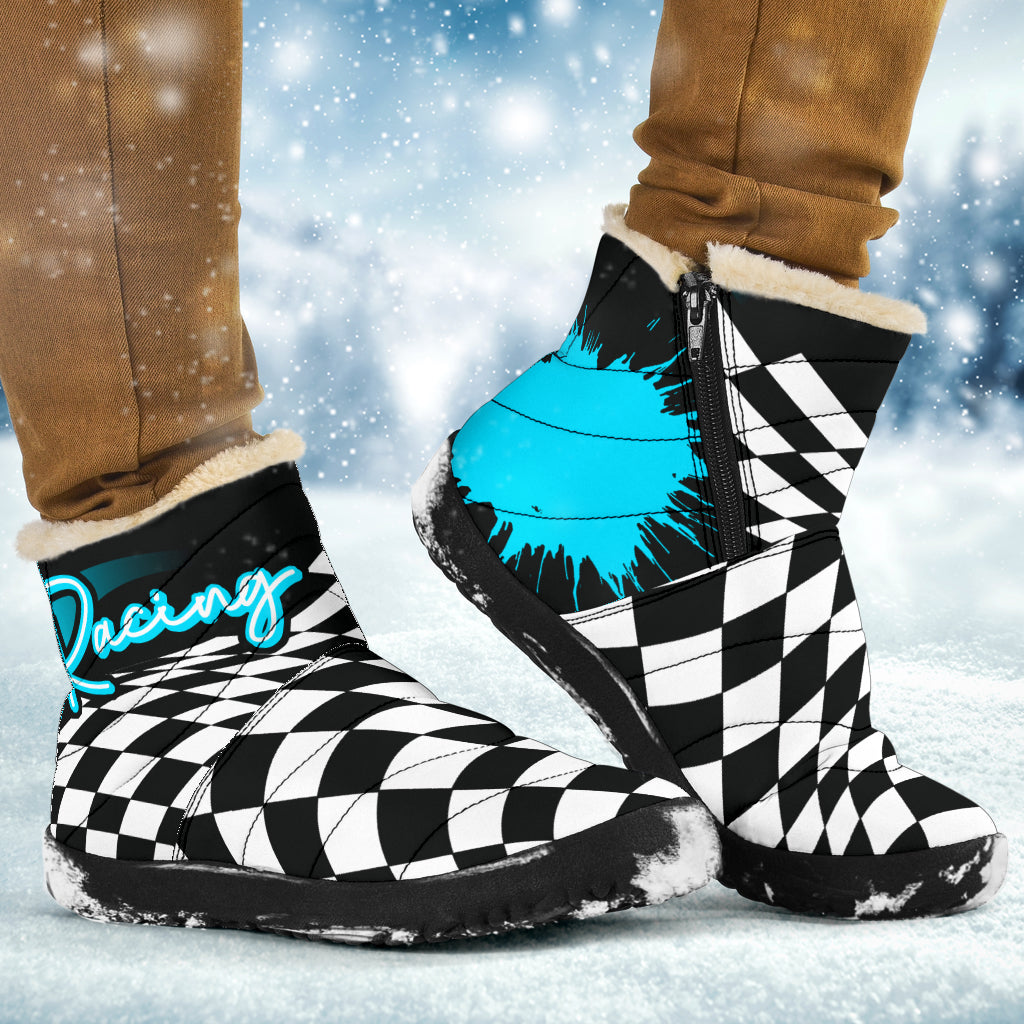 Racing Checkered Cozy Winter Boots