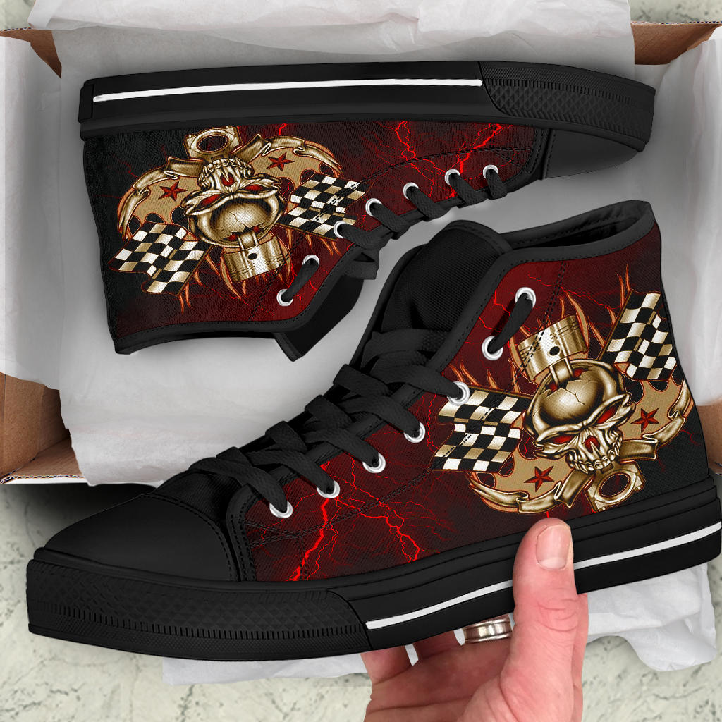 Racing Thunder Skull High Top Shoes