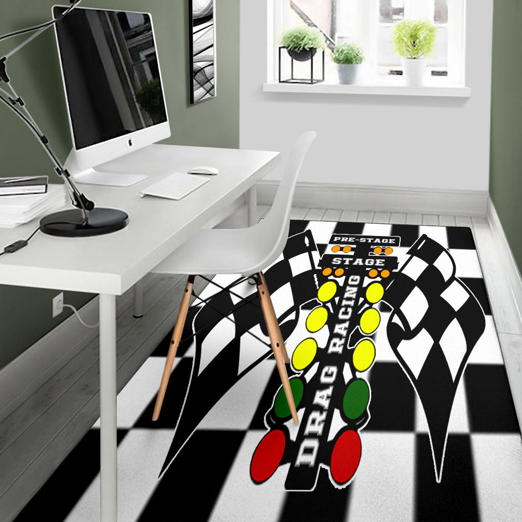 Drag Racing Flag Rug