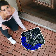 Custom shaped drag racing door mat