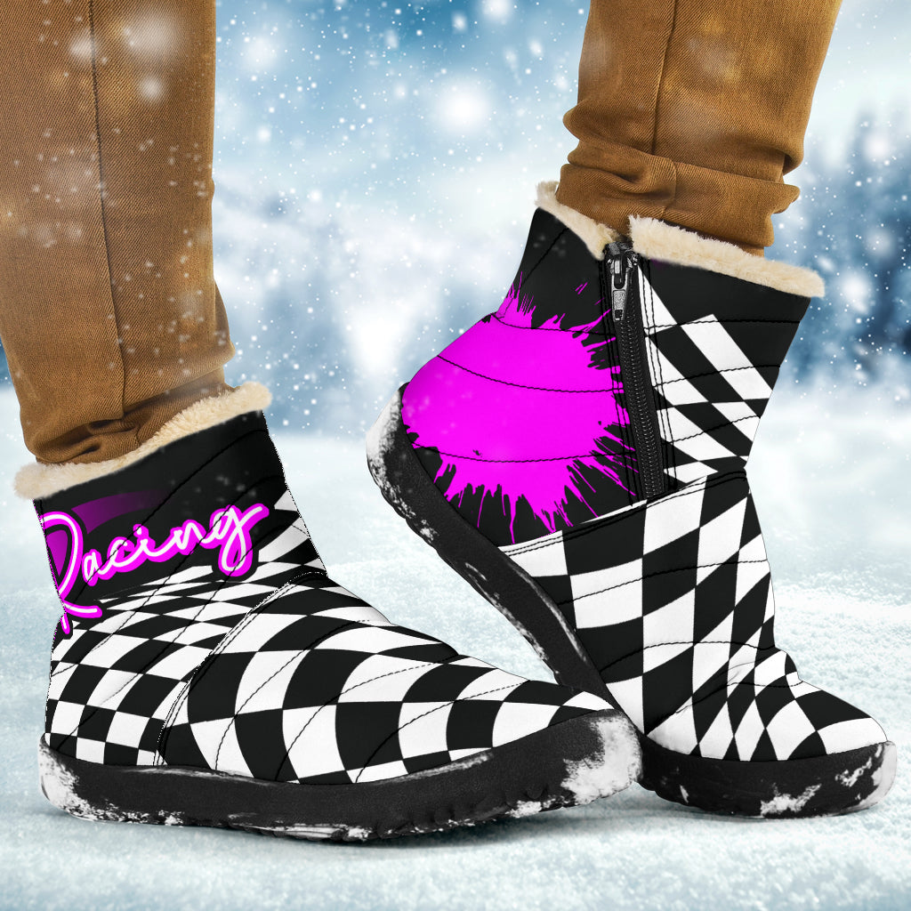 Racing Checkered Cozy Winter Boots