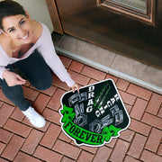 Custom shaped drag racing door mat