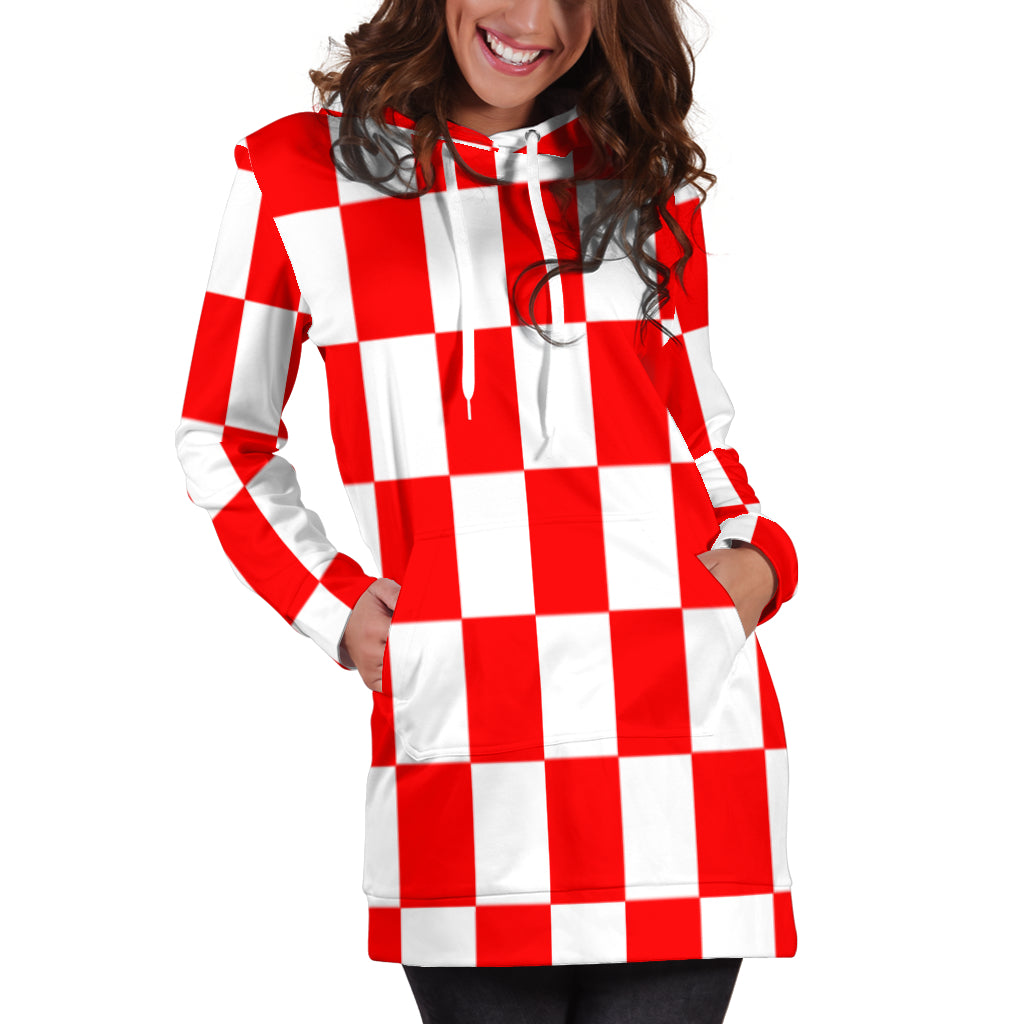 Racing Checkered Flag Hoodie Dress Red - Main Image