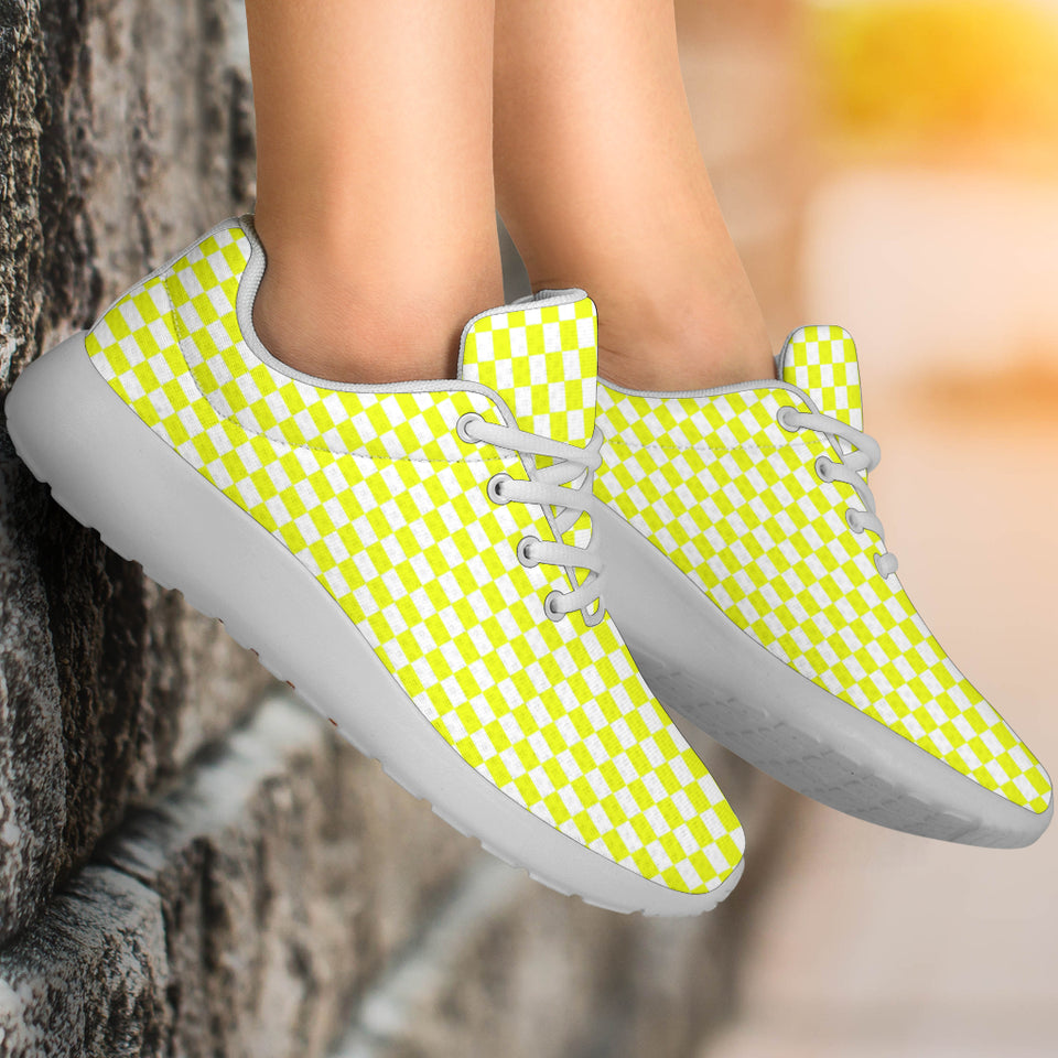 Yellow Racing Shoes Racing Yellow Checkered Flag Sneakers White
