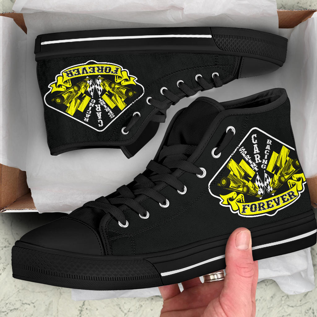 Sprint Car Racing Forever High Top Shoes Yellow