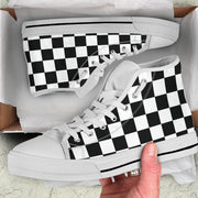 Racing checkered flag high top shoes
