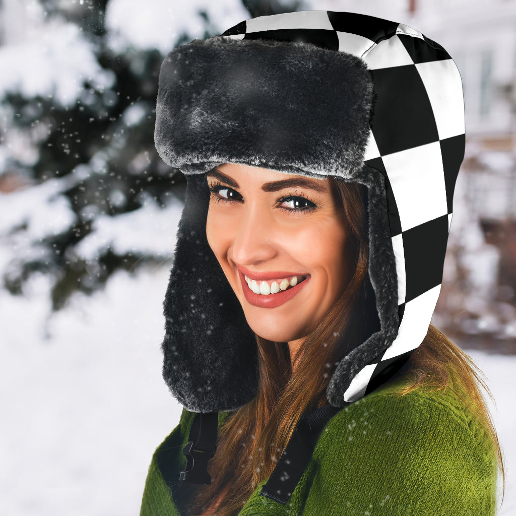 Racing Checkered Trapper Hat