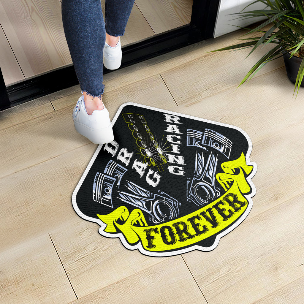 Custom shaped drag racing door mat