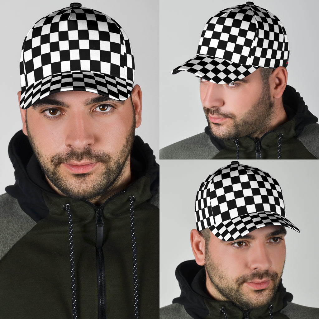  Black White Race Checkered Flag Bucket Hat for Men