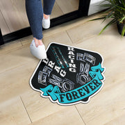 Custom shaped drag racing door mat