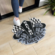 Custom shaped racing door mat