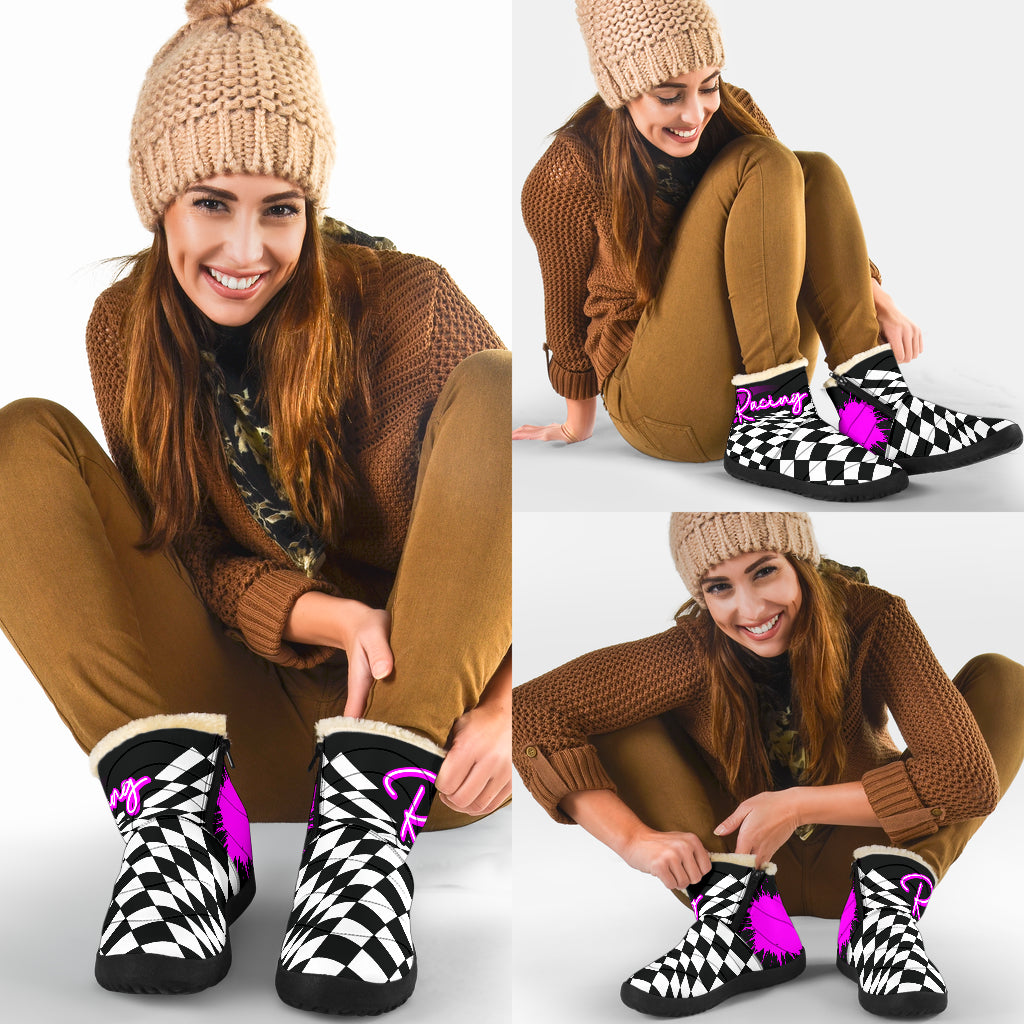 Racing Checkered Cozy Winter Boots