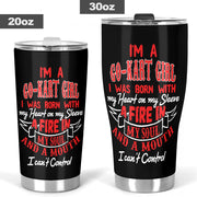 go kart racing girl tumbler