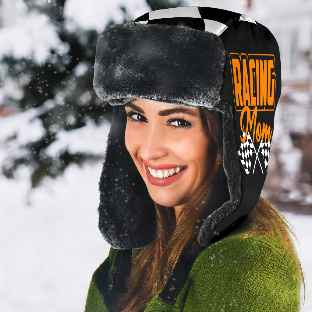 Racing Mom Checkered Trapper Hat 