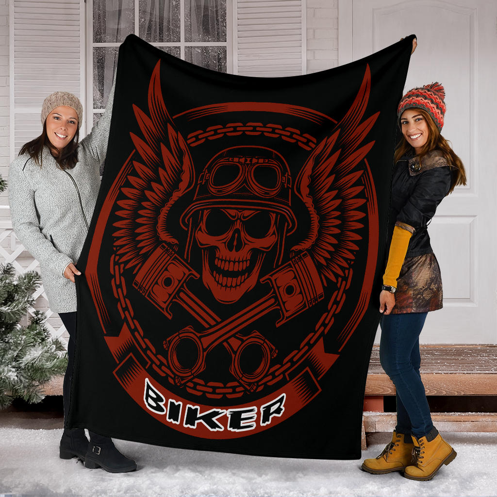 Biker Piston Skull Blanket