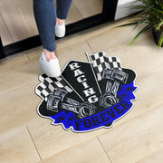 Custom shaped racing door mat