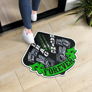 Custom shaped drag racing door mat