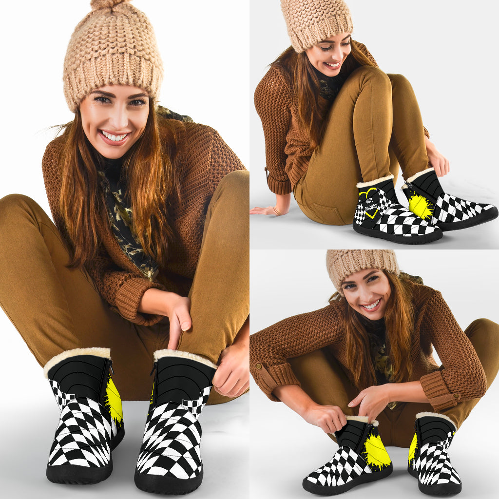 Dirt Racing Heart Cozy Winter Boots