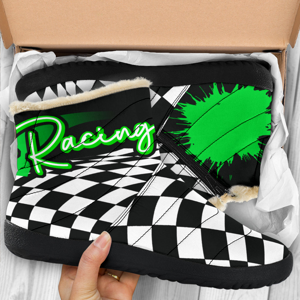 Racing Checkered Cozy Winter Boots