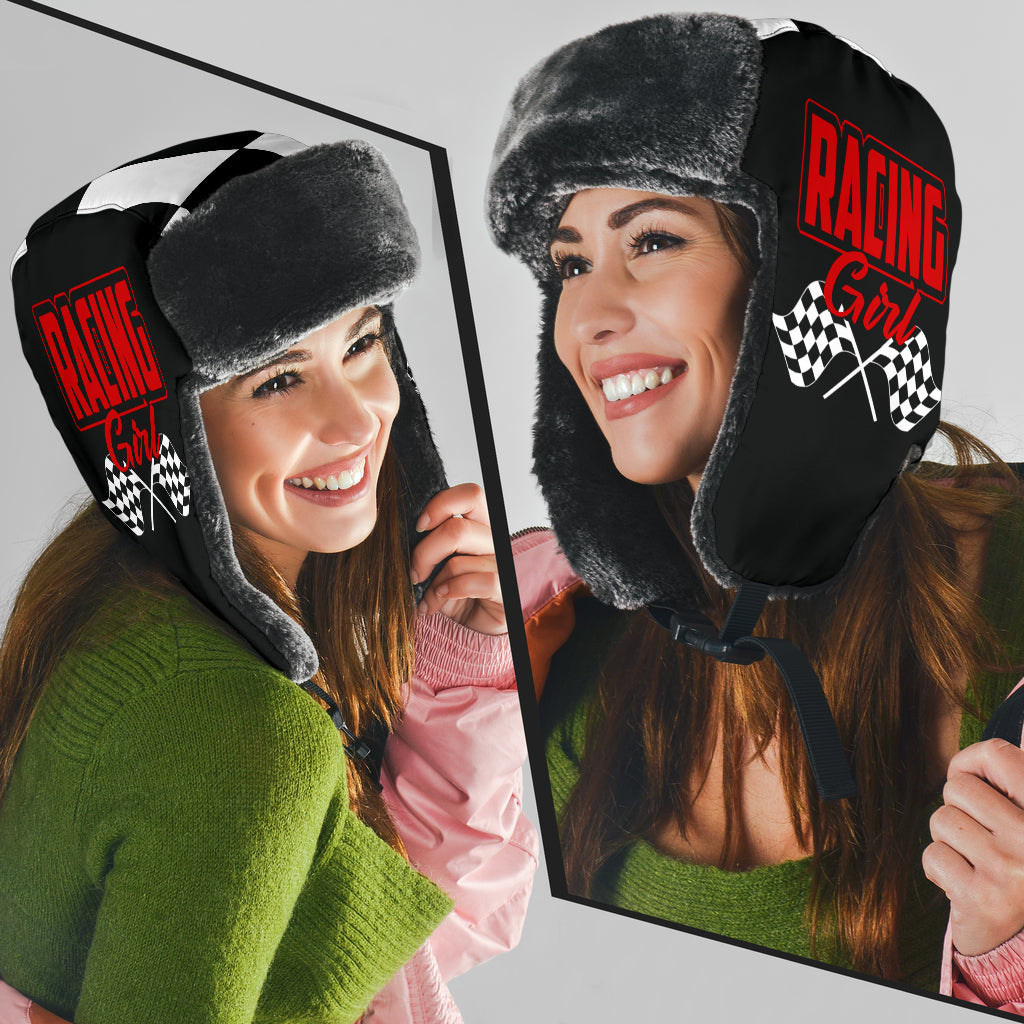 Racing Girl Checkered Trapper Hat