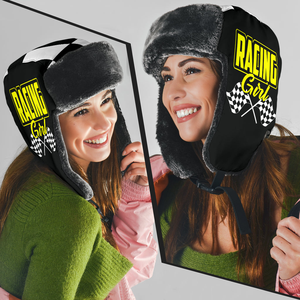 Racing Girl Checkered Trapper Hat