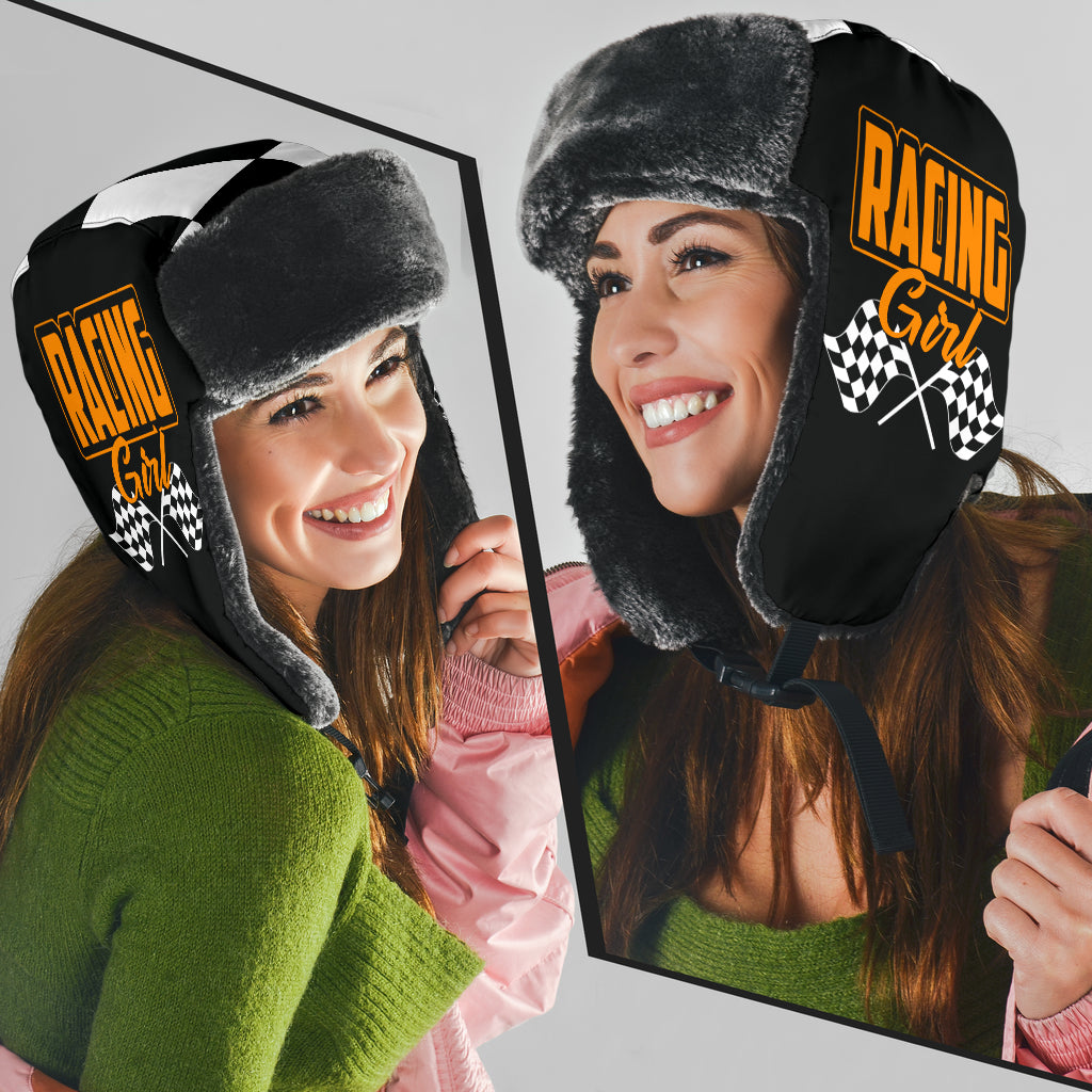 Racing Girl Checkered Trapper Hat 