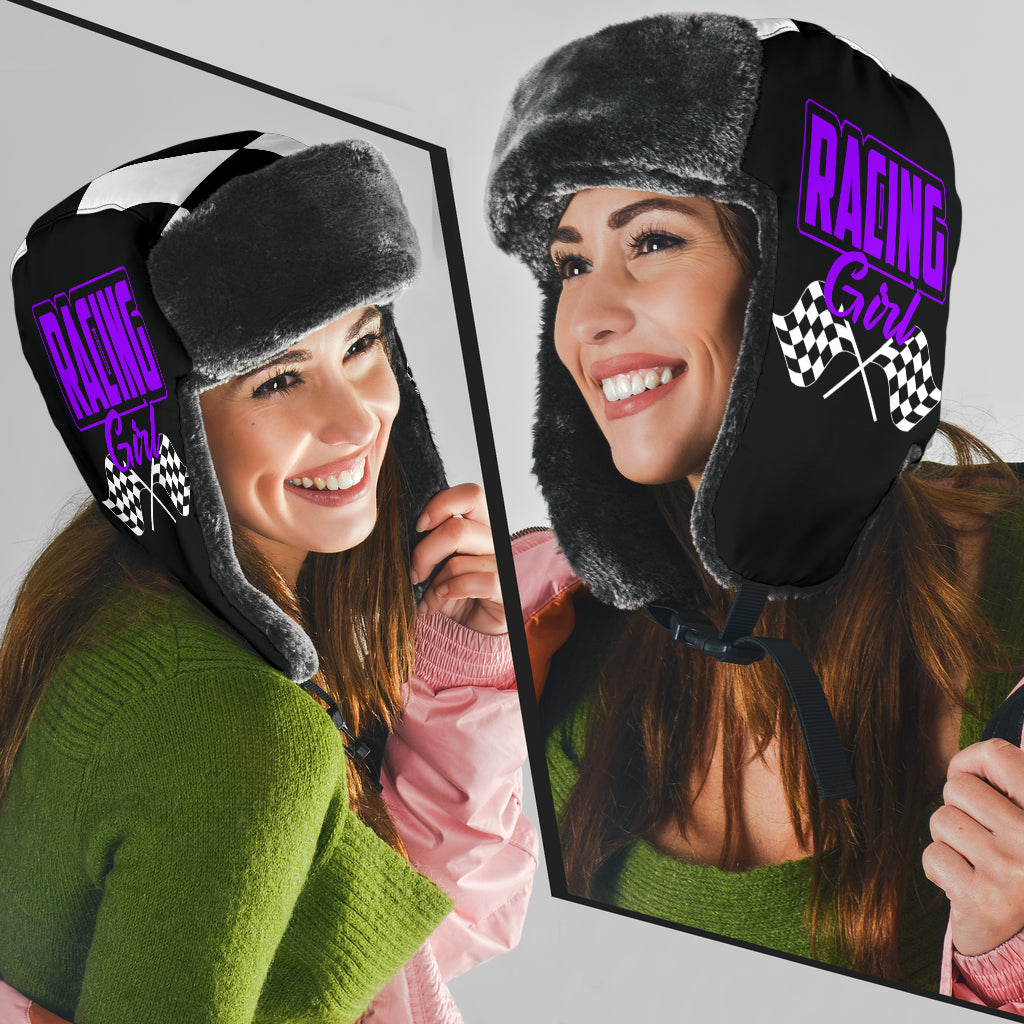Racing Girl Checkered Trapper Hat