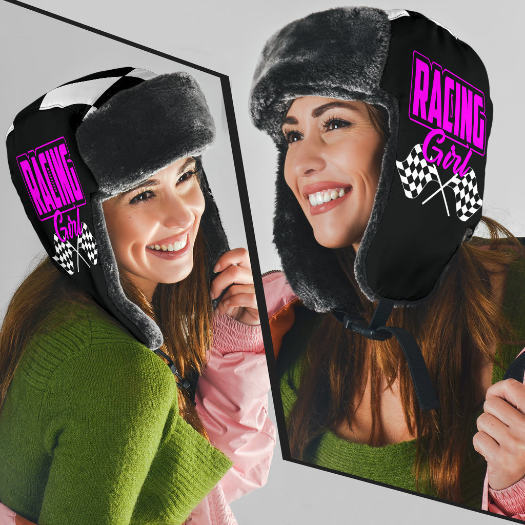 Racing Girl Checkered Trapper Hat 