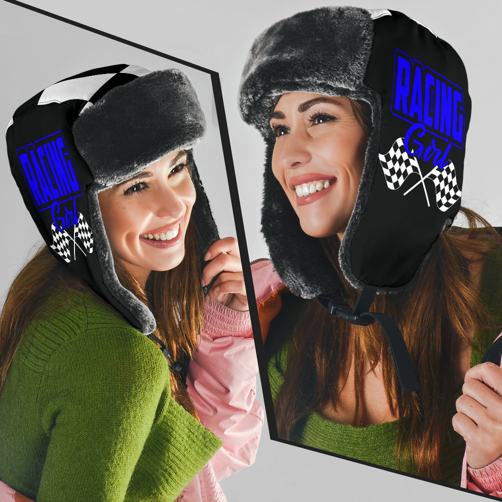 Racing Girl Checkered Trapper Hat