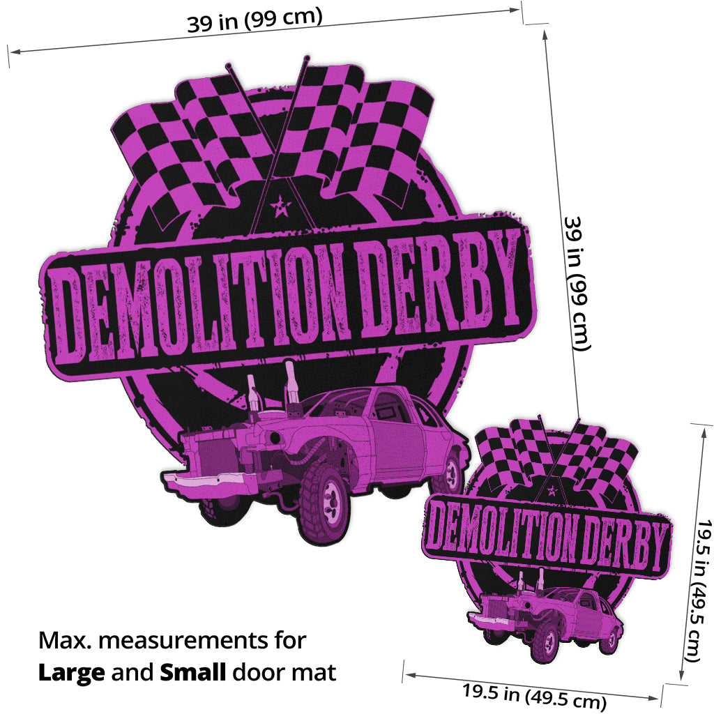 Custom shaped demolition derby door mat