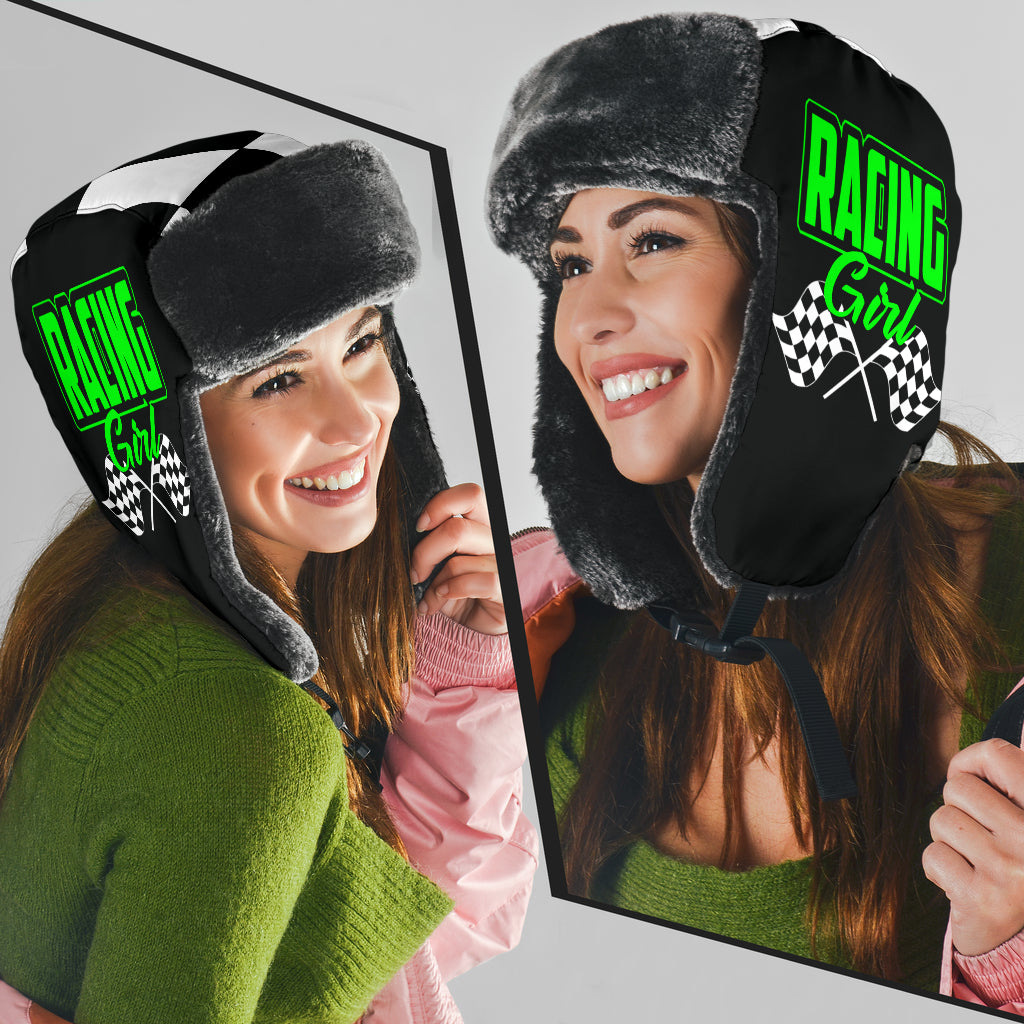 Racing Girl Checkered Trapper Hat