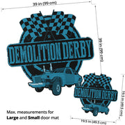 Custom shaped demolition derby door mat