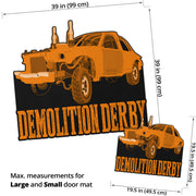 Custom shaped demolition derby door mat