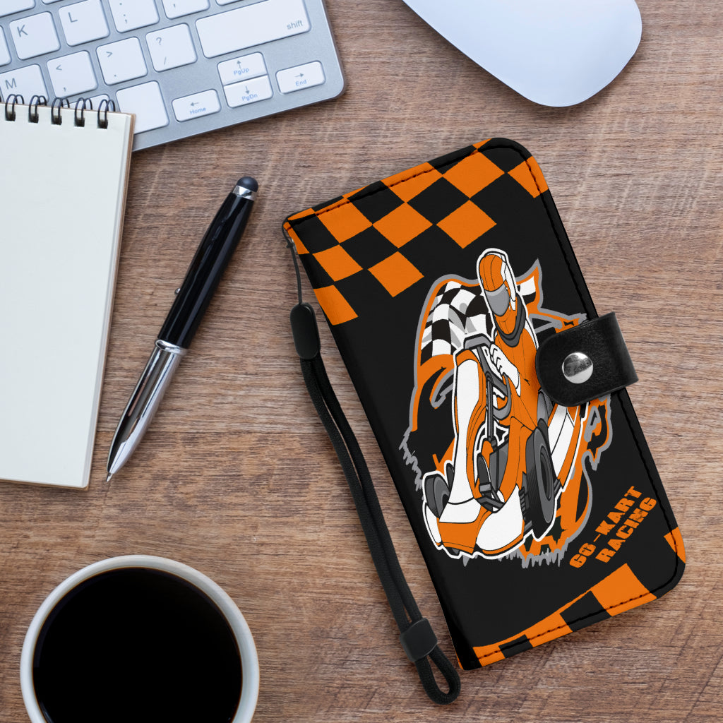 Go Kart Racing wallet phone case orange