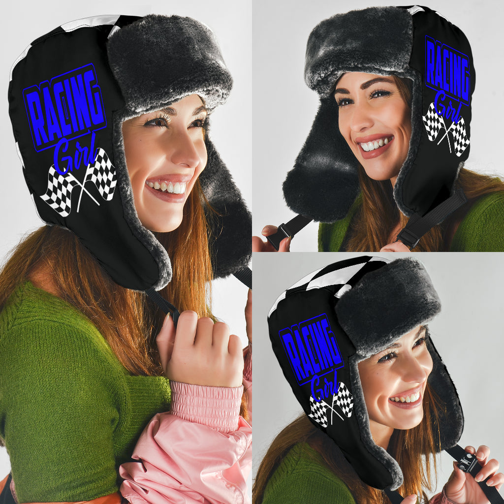 Racing Girl Checkered Trapper Hat